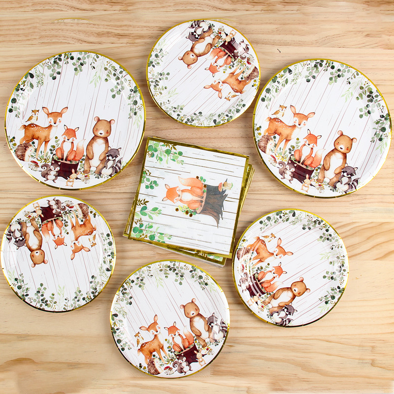 Animale din pădure, petrecere cu tematică, junglă, safari, pădure, decorare pentru petrecerea de zi de naștere, pentru copii, sălbatic, pentru baby shower, articole de masă