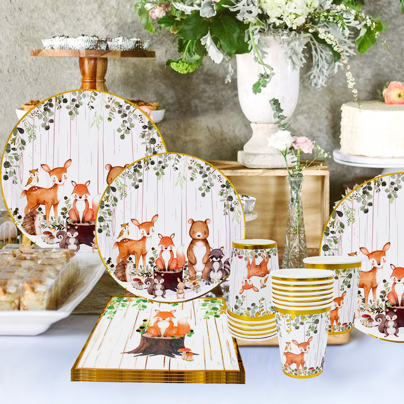 Animale din pădure, petrecere cu tematică, junglă, safari, pădure, decorare pentru petrecerea de zi de naștere, pentru copii, sălbatic, pentru baby shower, articole de masă