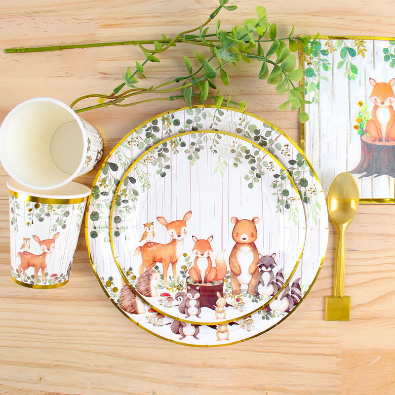 Animale din pădure, petrecere cu tematică, junglă, safari, pădure, decorare pentru petrecerea de zi de naștere, pentru copii, sălbatic, pentru baby shower, articole de masă