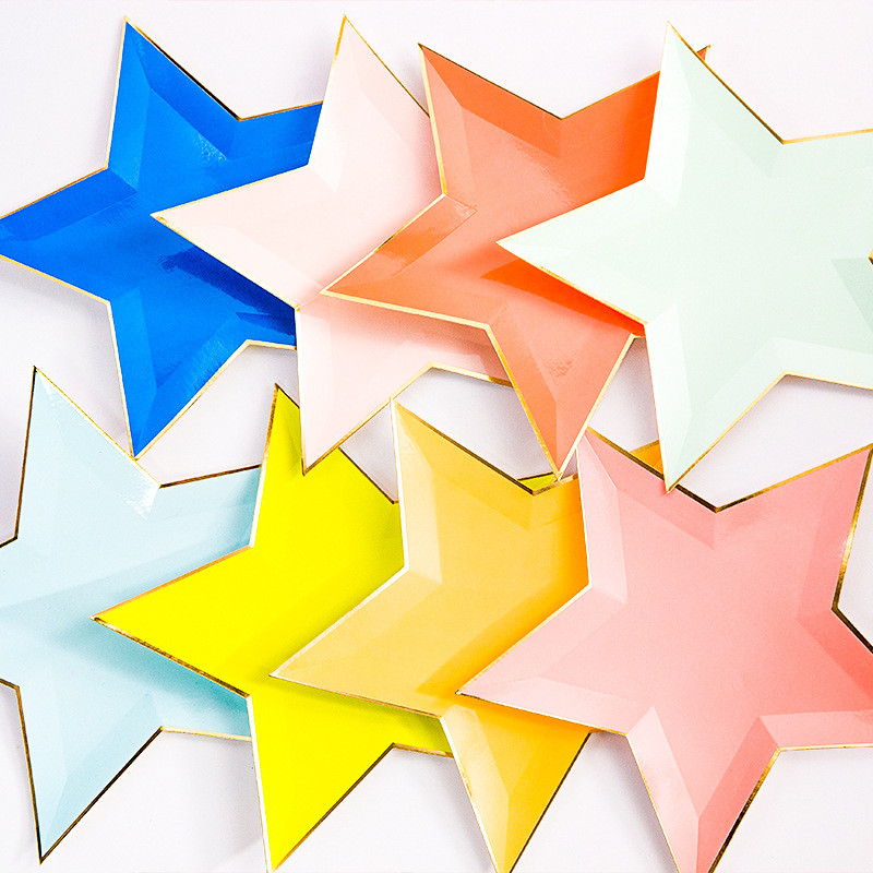 8 komada mješovitih boja zlatne folije Star Papirnati tanjuri Dekoracija za zabavu Jednokratni papirnati tanjur za posuđe za večeru Kolači Potrepštine za zabavu