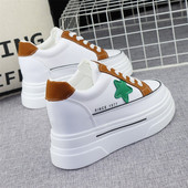 Adidași moderni de damă cu talpă înaltă de 8 cm șireturi și inscripție