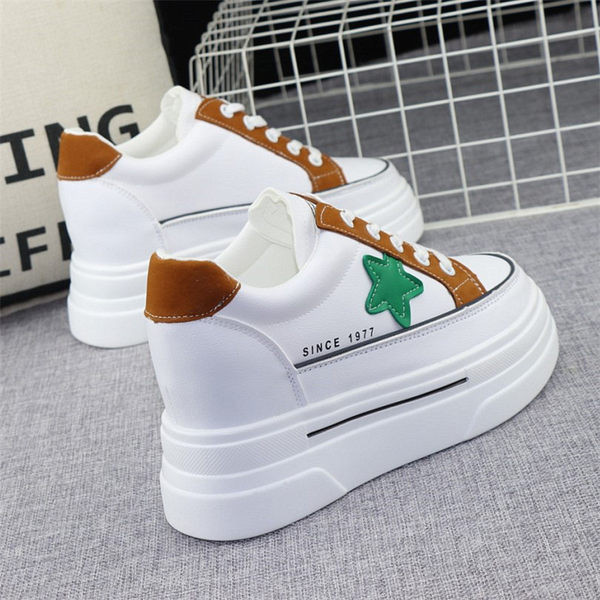 Adidași moderni de damă cu talpă înaltă de 8 cm șireturi și inscripție