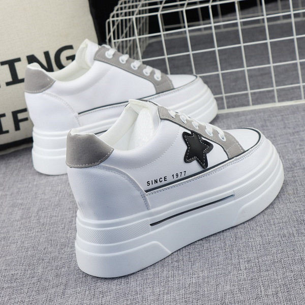 Adidași moderni de damă cu talpă înaltă de 8 cm șireturi și inscripție