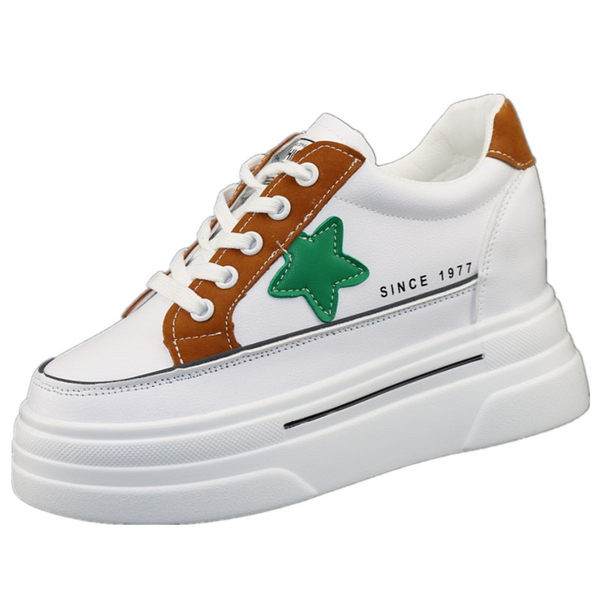 Adidași moderni de damă cu talpă înaltă de 8 cm șireturi și inscripție