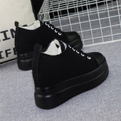 Γυναικεία υφασμάτινα αθλητικά παπούτσια με κορδόνια και ψηλή σόλα 8εκ