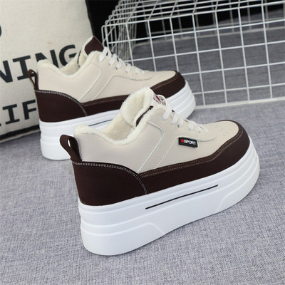 Women`s sneakers with a print and high platform