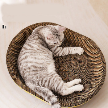 Овална дъска за надраскване на котки Коте, шлифоващи нокти Мебели за играчки Голяма и евтина подложка от гофрирана хартия Драскалка Аксесоари за домашни любимци