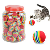Rainbow EVA Cat Toys Ball Interactive Cat Dog Play Дъвчаща дрънкалка Scratch EVA Ball Training Balls Pet Toys Supplies