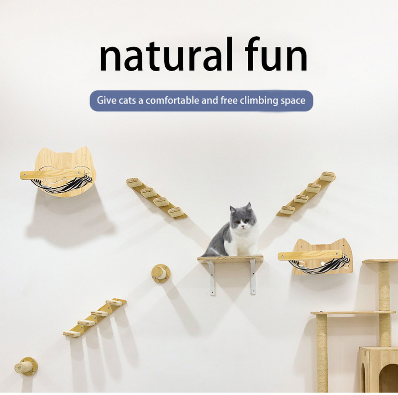 1 τμχ Επιτοίχια έπιπλα γάτας Ξύλινα ράφια γάτας Κούρνιες για σκαλοπάτια γάτας τοίχου Σκάλα Κρεβάτι Δραστηριότητα Δομή αναρρίχησης δέντρων Μοντέρνα