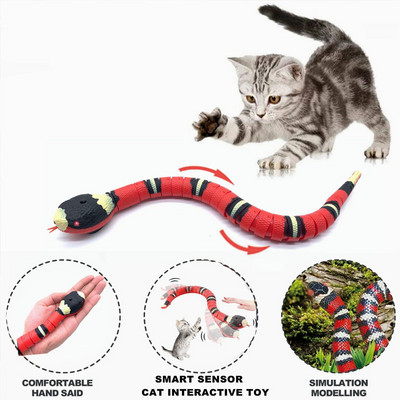 Smart Sensing Snake Cat mänguasjad Elektrilised interaktiivsed mänguasjad kassidele USB laadimine Kassitarvikud lemmikloomakoertele Mänguasi