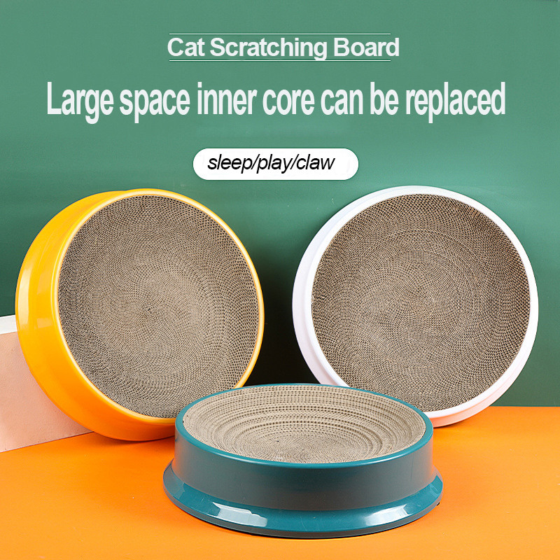 Στρογγυλή σανίδα γρατσουνίσματος γάτας Παιχνίδι Αστεία Μύλος με νύχια Κυματοειδές χαρτί Κρεβάτι γατάκι, ανθεκτικό στη φθορά, ξύστρα μπορεί να αντικαταστήσει τη φωλιά για γάτες