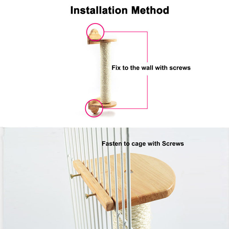 Stâlp de zgâriat pentru pisici, montat pe perete, din lemn, jucărie, cadru de alpinism pentru pisici, zgâriere, joc de perete pentru ascuțitor cu gheare de pisică, protector de mobilă