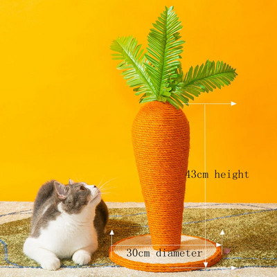 Slatka grebalica za mačku mrkvu Igračka za drvo za mačke Izdržljiva motka za grebanje za mačke s užetom od sisala Stupić za brušenje kandži za mačke Potrepštine za kućne ljubimce