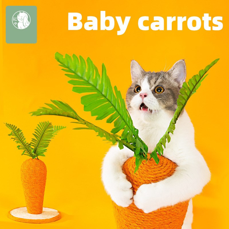 Slatka grebalica za mačku mrkvu Igračka za drvo za mačke Izdržljiva motka za grebanje za mačke s užetom od sisala Stupić za brušenje kandži za mačke Potrepštine za kućne ljubimce