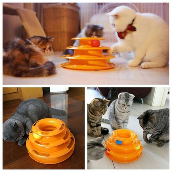3 Επίπεδα Cats Toy Tower Tracks Παιχνίδια για γάτες Διαδραστικό Εκπαίδευση Ευφυΐας Γάτας Ψυχαγωγικό Πύργος Προϊόντα για Κατοικίδια Γάτα Τούνελ