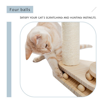 Интерактивна дървена играчка за котка Двуслойна въртяща се интелигентна топка за котешка драскалка с висяща топка Интерактивни играчки за домашни любимци