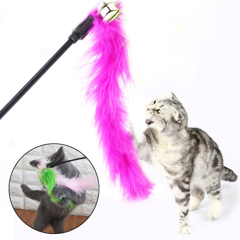 1kom igračka za mačke Štap od perja sa zvonom Igračke za kavez za miša Plastične umjetne šarene igračke za mačke Nabavka za kućne ljubimce Nasumične boje