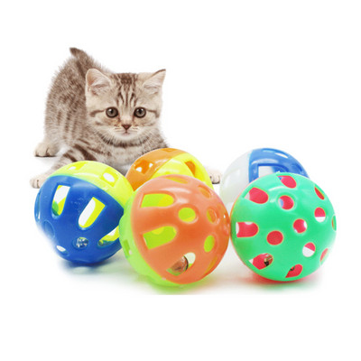 Ball With Bell Ring Toys For Cats Plastic Jingle Playing Chew Rattle Scratch Balls Interactive Cat Training Toys Pet Cat Supply