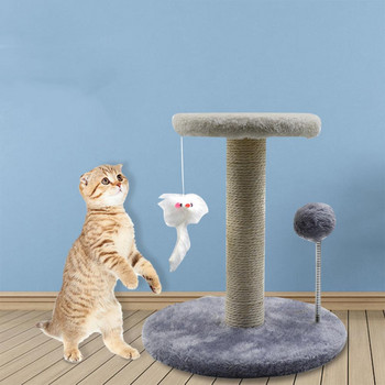 Γάτες Παιχνίδι Σιζάλ Γάτα Ξυστό για γατάκι αναρριχώμενο στύλο Jumping Tower Παιχνίδι με Spring Ball Scraper Γάτα Scraper Παιχνίδι εκπαίδευσης για κατοικίδια