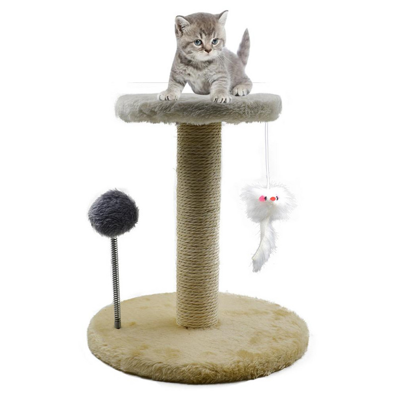 Γάτες Παιχνίδι Σιζάλ Γάτα Ξυστό για γατάκι αναρριχώμενο στύλο Jumping Tower Παιχνίδι με Spring Ball Scraper Γάτα Scraper Παιχνίδι εκπαίδευσης για κατοικίδια