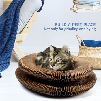 Magic Organ Cat Scratch Board Cat Toys With Ball Bell Cat Scratcher Round Corrugated Toys for Cats Grinding Claws Катерушка