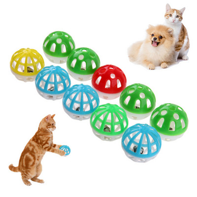 Színes Pet Cat Kitten játéklabdák Jingle Lightweight Bell Pounce Chase Csörgő játékkal Macskajátékokhoz