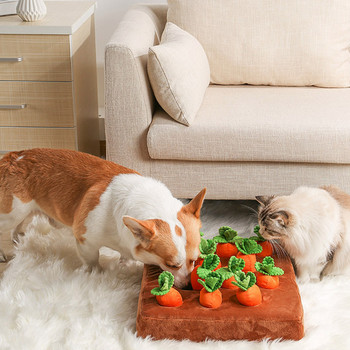 Играчка за куче, котка, морков, плюшен домашен любимец, зеленчукова играчка за дъвчене, подушване, домашни любимци, скрита храна, играчки за подобряване на хранителните навици, издръжливи аксесоари за кучета за дъвчене