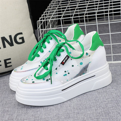 Ljetne tenisice s visokom platformom - prozračna tkanina na vezanje za žene