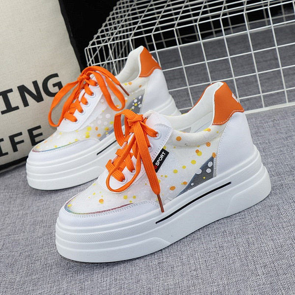 Ljetne tenisice s visokom platformom - prozračna tkanina na vezanje za žene