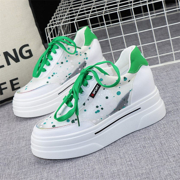 Ljetne tenisice s visokom platformom - prozračna tkanina na vezanje za žene