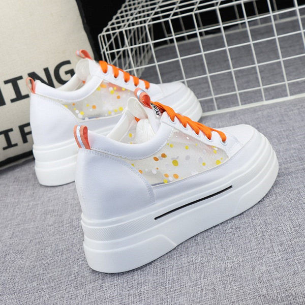 Adidasi moderni de dama confectionati din material respirabil cu sireturi si talpa inalta de 8cm