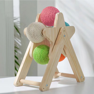 Igračka za mačke Lopta od sisala u pet boja Drvena loptica za grebanje mačaka Grebalica za mačke Uklonjiva igračka za grebanje Mačić Lopta od užeta od sisala