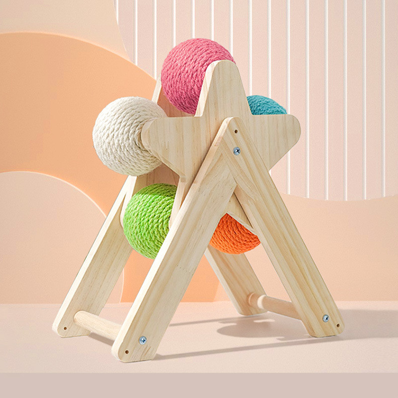 Jucărie pentru pisici Minge din sisal din cinci culori Minge de zgâriat pentru pisici Scărgăritor de pisici Jucărie de zgâriat detașabilă Pisicuțe Sfoara din sisal Minge de măcinat