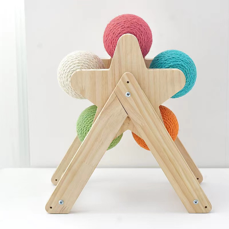 Jucărie pentru pisici Minge din sisal din cinci culori Minge de zgâriat pentru pisici Scărgăritor de pisici Jucărie de zgâriat detașabilă Pisicuțe Sfoara din sisal Minge de măcinat