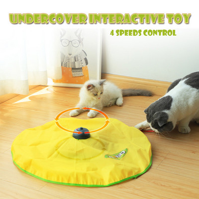 4 скорости Автоматични забавни котешки играчки Electric Motion Undercover Fabric Moving Mouse Feather Interactive Toy For Cat Kitty Pet Toy