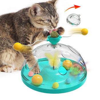 Интерактивна кула играчка за котка въртяща се маса топка играчка котка коте дразнещ пъзел сандък със съкровища играчка аксесоари за обучение на домашни любимци