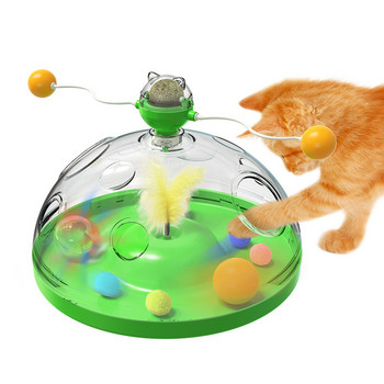 Интерактивна кула играчка за котка въртяща се маса топка играчка котка коте дразнещ пъзел сандък със съкровища играчка аксесоари за обучение на домашни любимци