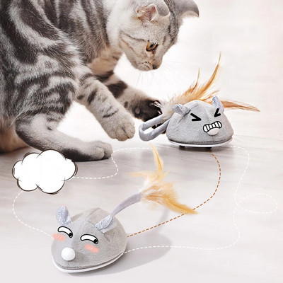 Interaktiivne kassimänguasi Elektroonilised hiired Lemmikloomamänguasjad kassidele, kes mängivad mängu Usb-taaslaetavad kassipoegade mänguasjad koos sulgedega kassitarvikutega