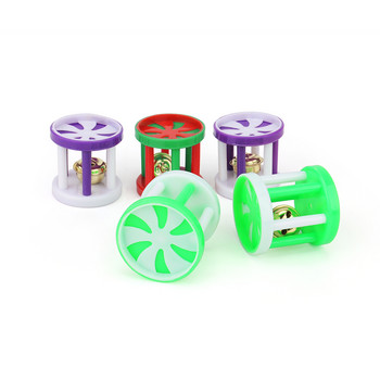 5 БР. Пластмасови цилиндрични играчки за котки за домашни любимци с малка камбанка Цветна играчка за домашни любимци за обучение