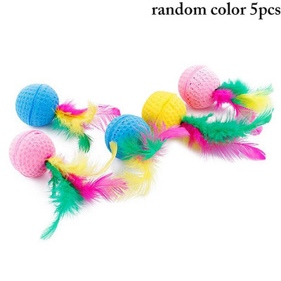 Kapmore 5 τεμ. Σετ παιχνιδιών με μπάλες από λάτεξ γάτα Ελαστικό διαδραστικό παιχνίδι με μπάλα αφρού γάτας Παιχνίδι γατούλα Bite μπάλα Αξεσουάρ για κατοικίδια Σετ προμήθειες για κατοικίδια