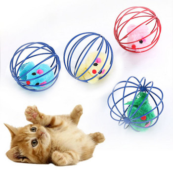 1PC Изкуствена играчка за котка Пръчка от пера с камбанка Играчки за клетка за мишка Произволен цвят Пластмасова цветна играчка за котка Играчка за котки Консумативи за котки