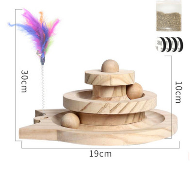 Παιχνίδι κατοικίδιων ζώων Διαδραστικό παιχνίδι γάτας Ξύσιμο Στήλη δύο/τριών στρώσεων πικάπ μπάλες Ξύλινο αστείο χρηματοκιβώτιο για γατάκι που παίζει κουτάβι