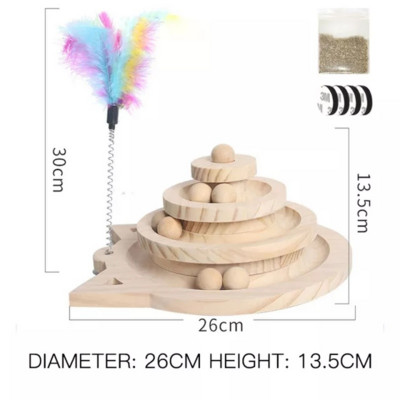 Παιχνίδι κατοικίδιων ζώων Διαδραστικό παιχνίδι γάτας Ξύσιμο Στήλη δύο/τριών στρώσεων πικάπ μπάλες Ξύλινο αστείο χρηματοκιβώτιο για γατάκι που παίζει κουτάβι
