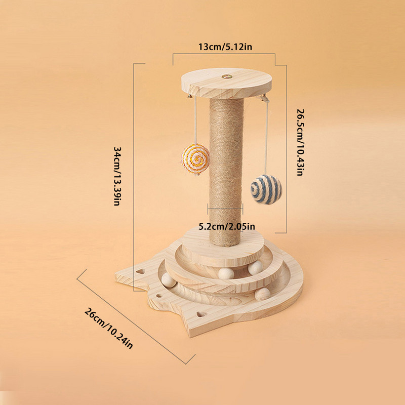 Παιχνίδι κατοικίδιων ζώων Διαδραστικό παιχνίδι γάτας Ξύσιμο Στήλη δύο/τριών στρώσεων πικάπ μπάλες Ξύλινο αστείο χρηματοκιβώτιο για γατάκι που παίζει κουτάβι