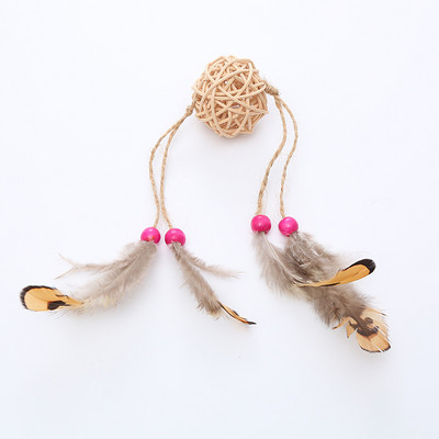 Interaktiivne kassi sulgede mänguasi Sulgede õrritaja rotangpall sulgedega Lemmiklooma kelluke Kassiviskamine Mänguasi kassipojale mõeldud lemmikloomatoode