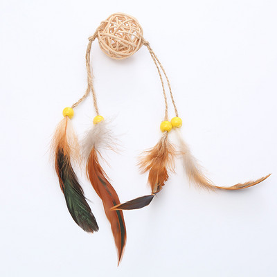 Interaktiivne kassi sulgede mänguasi Sulgede õrritaja rotangpall sulgedega Lemmiklooma kelluke Kassiviskamine Mänguasi kassipojale mõeldud lemmikloomatoode