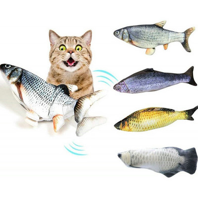 Macskajátékok Elektromos halak USB-töltéssel Beépített lítium akkumulátor szimuláció Valósághű kisállat zápfogak interaktív játékok kisállat kellékek