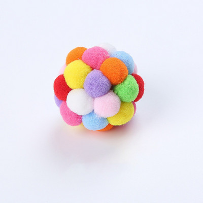 Pet Cat Toy Цветна ръчно изработена подскачаща топка Kitten Toys Плюшена камбанка Ball Mouse Toy Planet Ball Cat Toys Интерактивни консумативи за домашни любимци