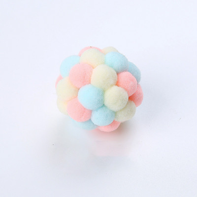 Pet Cat Toy Цветна ръчно изработена подскачаща топка Kitten Toys Плюшена камбанка Ball Mouse Toy Planet Ball Cat Toys Интерактивни консумативи за домашни любимци