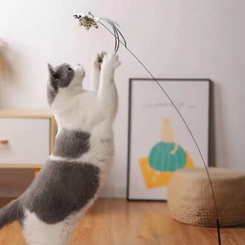 Simulation Bird Interactive Funny Cat Stick Toy Furry Feather Bird with Bell Sucker Stick Toy Kitten που παίζει αξεσουάρ για κατοικίδια